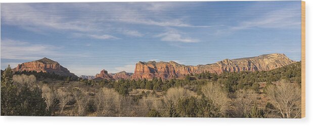 Sedona Wood Print featuring the photograph Bell Rock Morning Panorama - Sedona Arizona by Brian Harig