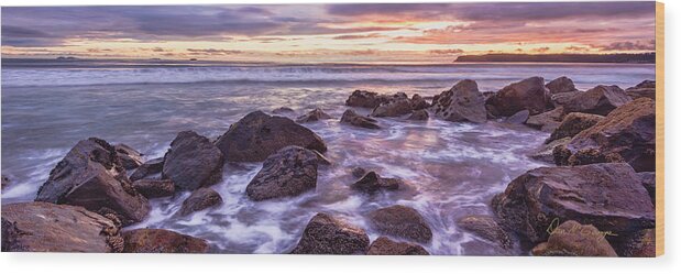 Blue Purple Lavender Wood Print featuring the photograph Blueberry Sea Pano by Dan McGeorge