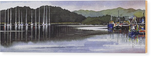 Yachts Wood Print featuring the painting Boats Tarbert Kintyre by Paul Dene Marlor