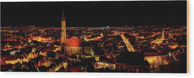 Landshut Wood Print featuring the photograph Evening Panorama - Landshut Germany by Mountain Dreams