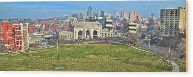 Kansas Wood Print featuring the photograph Kansas City Wide Angle by Frozen in Time Fine Art Photography