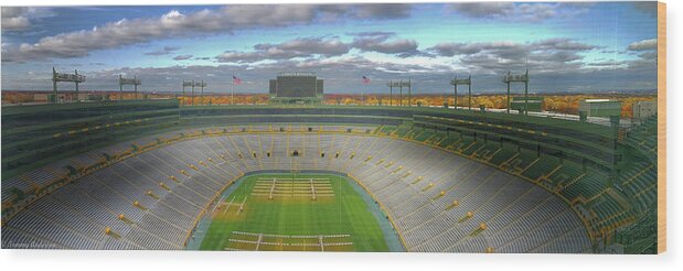 2015 Wood Print featuring the photograph Lambeau Field Panoramic by Tommy Anderson