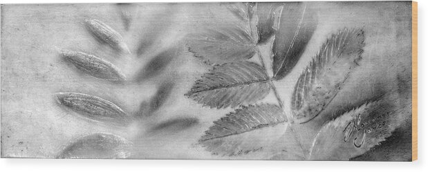 Encaustic Wood Print featuring the mixed media Leafage Lustre by Roseanne Jones