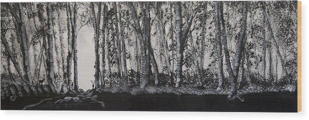 Silhouette Wood Print featuring the painting Monarch of the Forest by Russell Collins