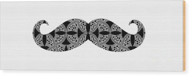 Mustache Wood Print featuring the digital art Mustache tee by Edward Fielding