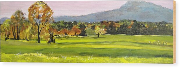 Landscape Wood Print featuring the painting North Amherst View by Edith Hunsberger