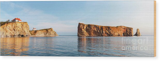 Perce Rock Wood Print featuring the photograph Perce Rock at Gaspe Peninsula by Elena Elisseeva