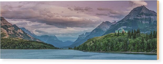 Waterton National Park Wood Print featuring the photograph Prince of Wales Panorama at dusk by Mati Krimerman