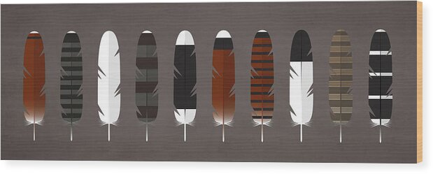 Raptor Wood Print featuring the digital art Raptor Feathers - Panoramic by Peter Green