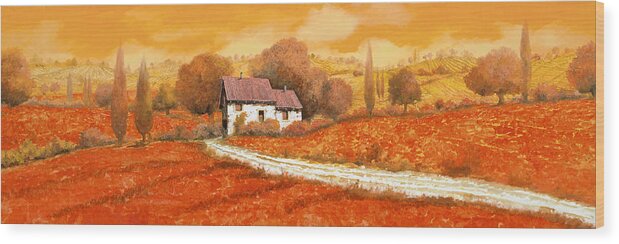 Tuscany Wood Print featuring the painting I papaveri rossi by Guido Borelli