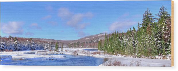 Landscapes Wood Print featuring the photograph Snowy Moose River Panorama by David Patterson
