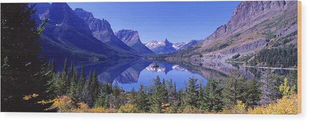 Photography Wood Print featuring the photograph St Mary Lake Glacier National Park Mt by Panoramic Images