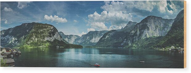 Architecture Wood Print featuring the photograph Stunning Lake Hallstatt Panorama by Andy Konieczny
