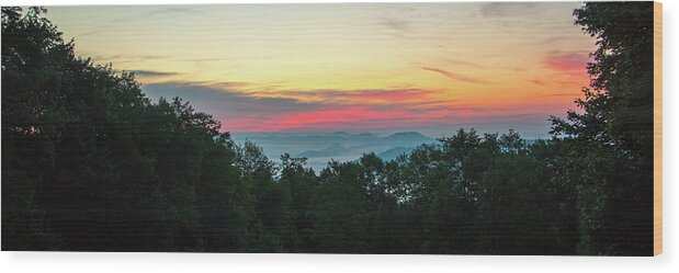 Sunrise Wood Print featuring the photograph Sunrise from Maggie Valley August 16 2015 by D K Wall