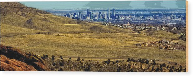 David Patterson Wood Print featuring the photograph The Denver Colorado Skyline 9 by David Patterson