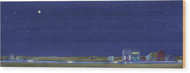 Prairie Wood Print featuring the painting The Sweetest Little Town in the Prairie by Scott Kirby