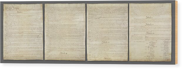 Us Constitution Wood Print featuring the photograph United States Constitution, USA by Panoramic Images