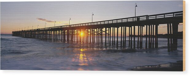 Photography Wood Print featuring the photograph Ventura Pier At Sunset by Panoramic Images