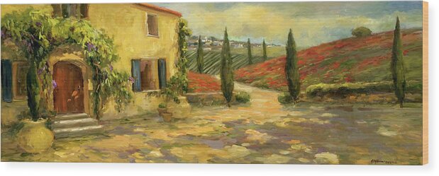 Landscapes Wood Print featuring the painting Scenic Italy V #1 by Allayn Stevens