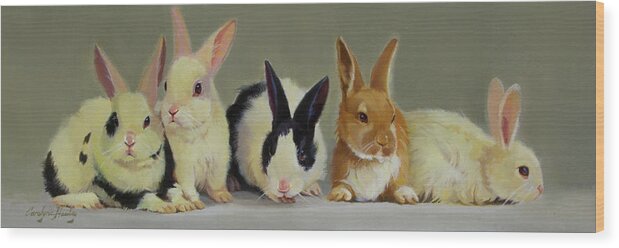 Farm Animals Wood Print featuring the painting Bunny Babies by Carolyne Hawley