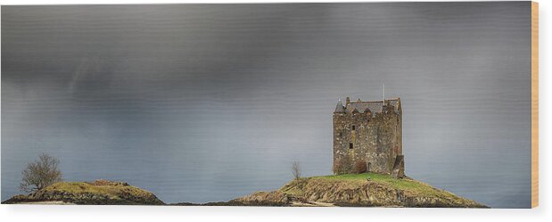  Wood Print featuring the photograph Castle Stalker Downpour by Grant Glendinning