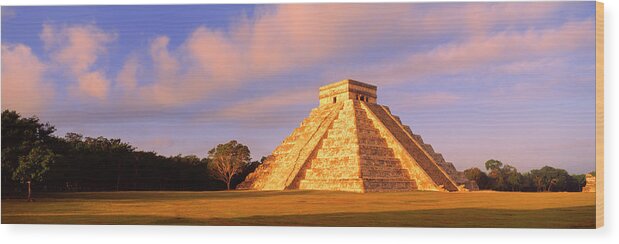 Photography Wood Print featuring the photograph El Castillo Chichen Itza Yucatan Mexico by Panoramic Images
