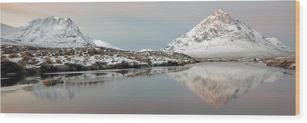 Glencoe Wood Print featuring the photograph Glencoe Snow Mountain Winter Sunrise by Grant Glendinning