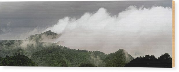 Cloud Wood Print featuring the photograph Misty Mountains II 3x1 by William Dickman