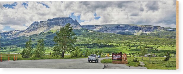 Montana Glacier Wood Print featuring the photograph Montana Glacier National Park Entrance by Tatiana Travelways