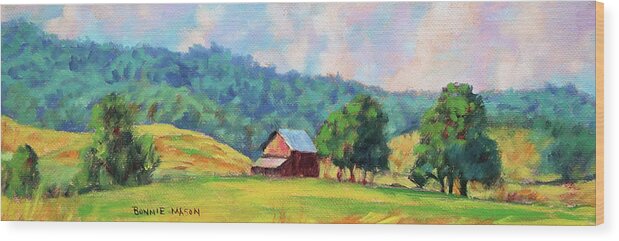 Farm Wood Print featuring the painting Mountain Farm by Bonnie Mason