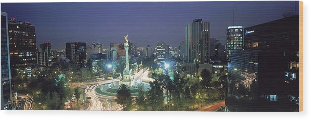Mexico City Wood Print featuring the photograph Night Skyline Of Mexico City, Mexico by Peter Adams