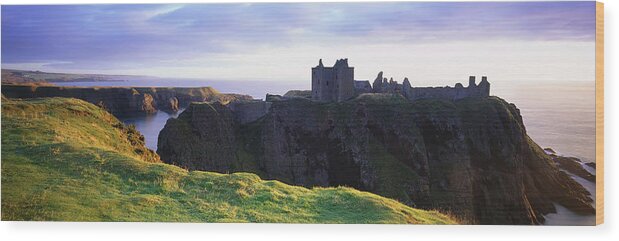 Grass Wood Print featuring the photograph Scotland, Aberdeen, Dunnotar Castle And by Peter Adams
