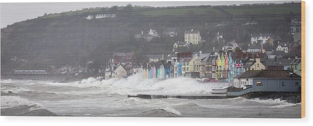 Whitehead Wood Print featuring the photograph Storm Deirdre visits Whitehead by Nigel R Bell