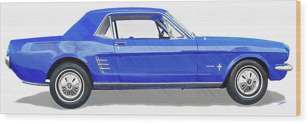 Automobile Wood Print featuring the drawing Vintage Ford Mustang - DWP3864868 by Dean Wittle