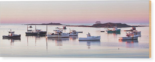 Cape Porpoise Wood Print featuring the photograph Cape Porpoise Harbor Panorama by Eric Gendron