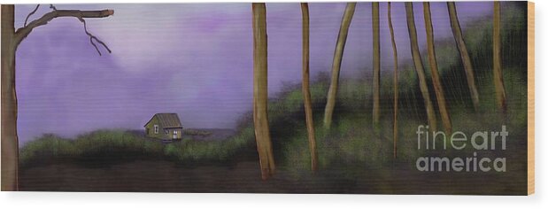 Hut Wood Print featuring the digital art Captain Hargraves Fishing Cottage by Julie Grimshaw