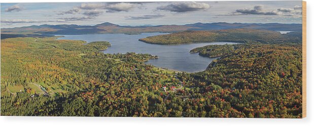  Wood Print featuring the photograph First Connecticut Lake Pittsburg NH Panorama - September 2021 by John Rowe