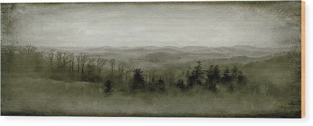 Mountain Wood Print featuring the digital art Foggy Mountain View by Susan Hope Finley