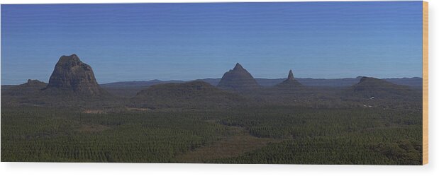 Mountain Wood Print featuring the photograph Glass House Mountains by Nicolas Lombard