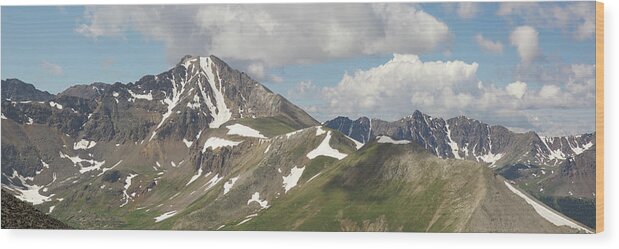 Independence Pass Wood Print featuring the photograph Grizzly and Anderson Peaks Panorama by Aaron Spong