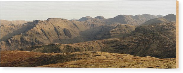 Panorama Wood Print featuring the photograph Honistor and Borrowdale Lake District by Sonny Ryse