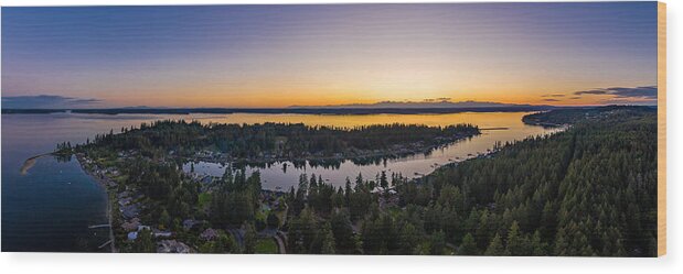 Drone Wood Print featuring the photograph Horsehead Bay Pano by Clinton Ward