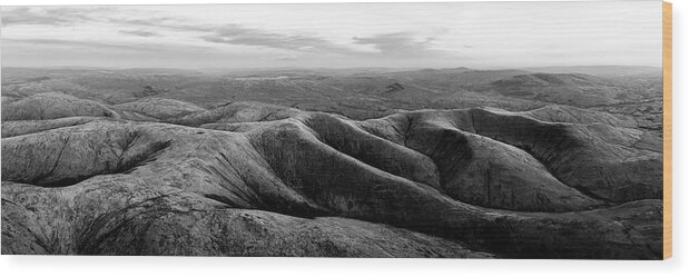 Panorama Wood Print featuring the photograph Howgill Fells Aerial Black and White Yorkshire Dales Cumbria 2 by Sonny Ryse
