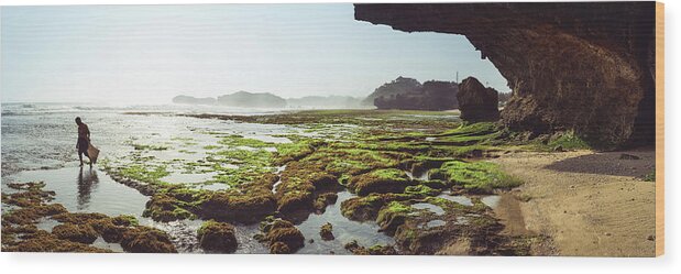 Panorama Wood Print featuring the photograph INDRAYANTI BEACH INdonesia by Sonny Ryse