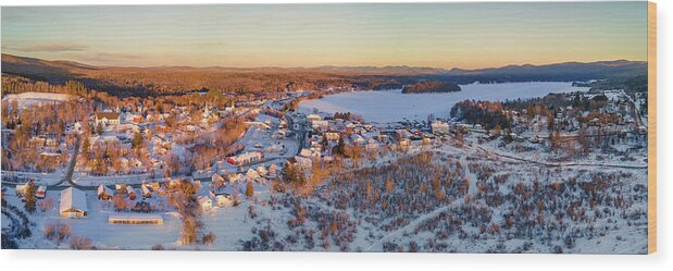 2021 Wood Print featuring the photograph Island Pond, VT Panorama by John Rowe