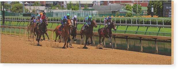 Churchill Downs Wood Print featuring the photograph Racing At Churchill Downs by Scott Burd