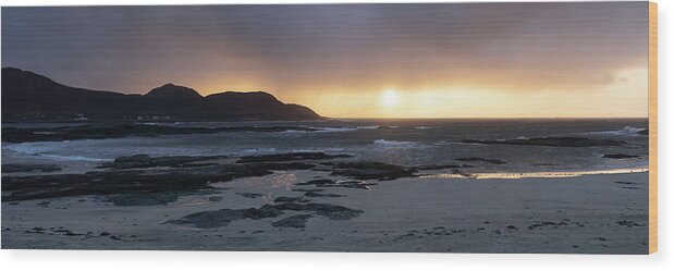 Panorama Wood Print featuring the photograph Sanna Bay Beach Ardnamurchan peninsula sunset scotland by Sonny Ryse