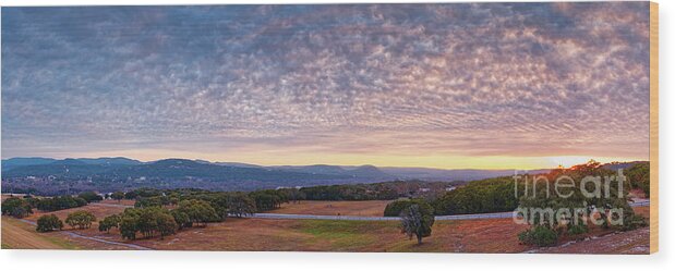 State Wood Print featuring the photograph Sunrise over the Guadalupe River Valley from Canyon Lake Dam - Texas Hill Country by Silvio Ligutti