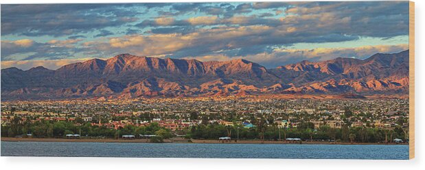 Panorama Wood Print featuring the photograph Sunset Over Havasu by James Eddy