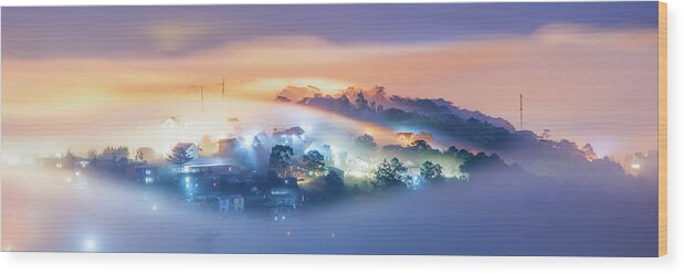 Fog Wood Print featuring the photograph the Eyes by Khanh Bui Phu